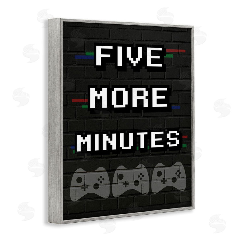 Stupell Studio | Five More Minutes Video Game Phrase Retro Bricks