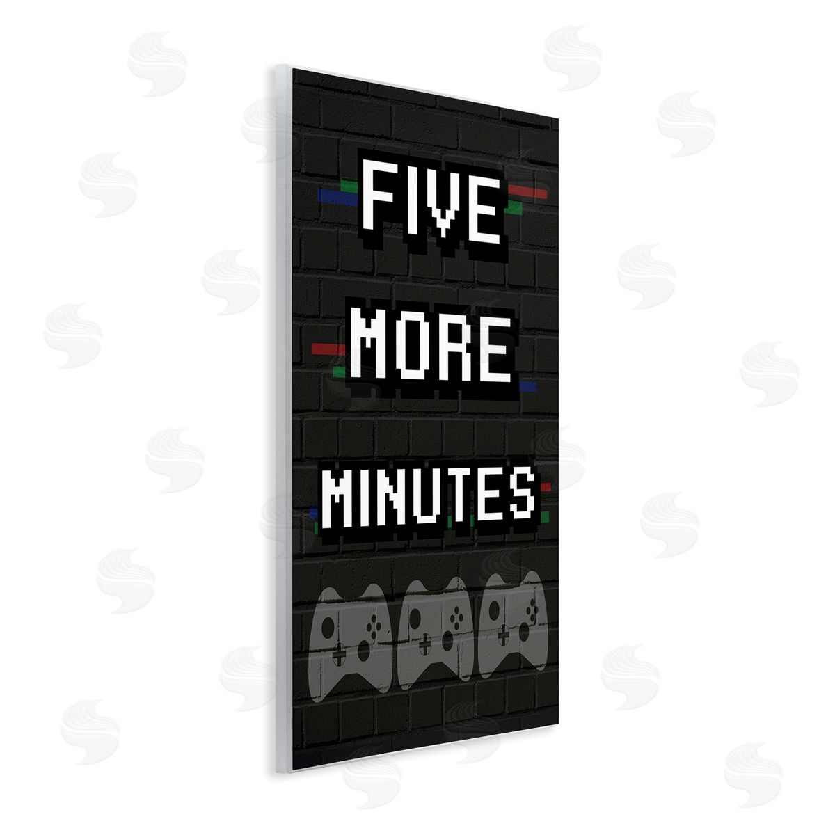 Stupell Studio Five More Minutes Video Game Phrase Retro Bricks Wall Plaque Art