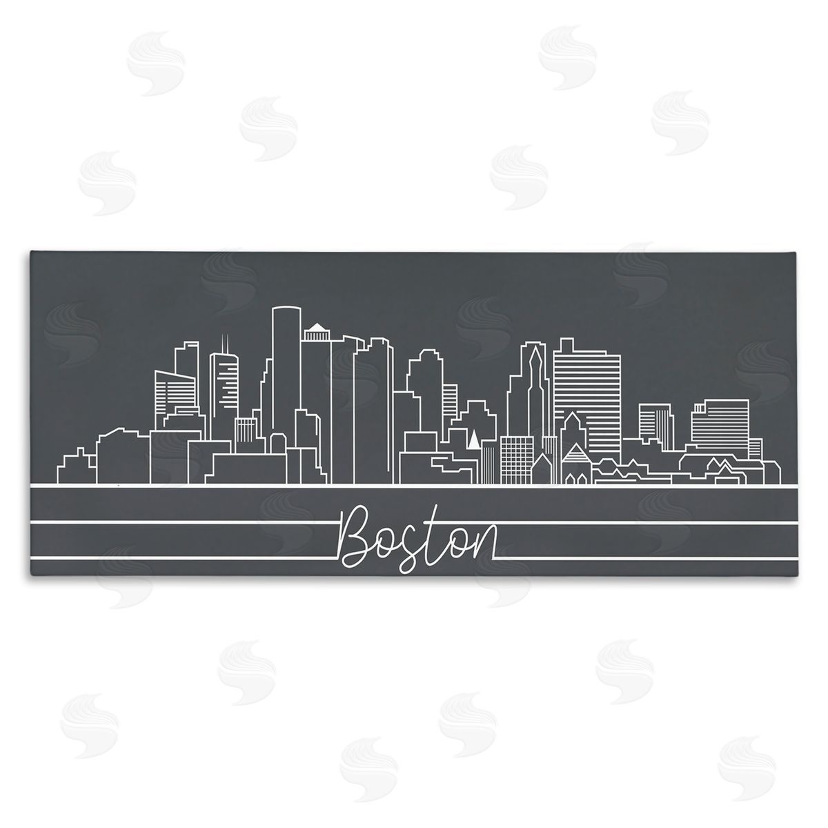 Stupell Studio Boston City Skyline Minimal Retro Linework Canvas Wall Art