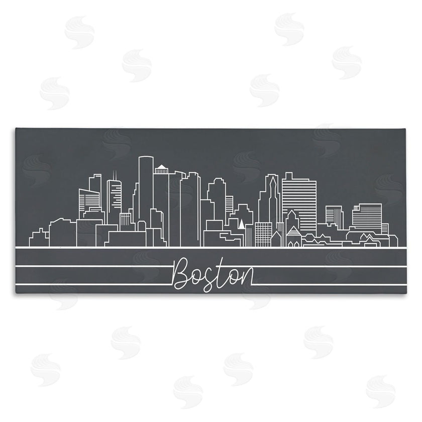 Stupell Studio | Boston City Skyline Minimal Retro Linework