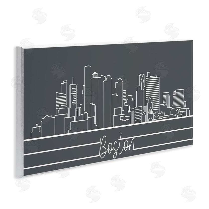 Stupell Studio | Boston City Skyline Minimal Retro Linework