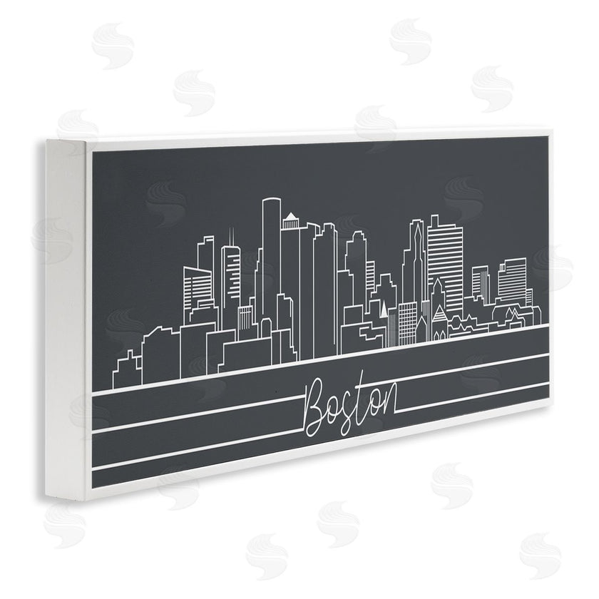 Stupell Studio | Boston City Skyline Minimal Retro Linework