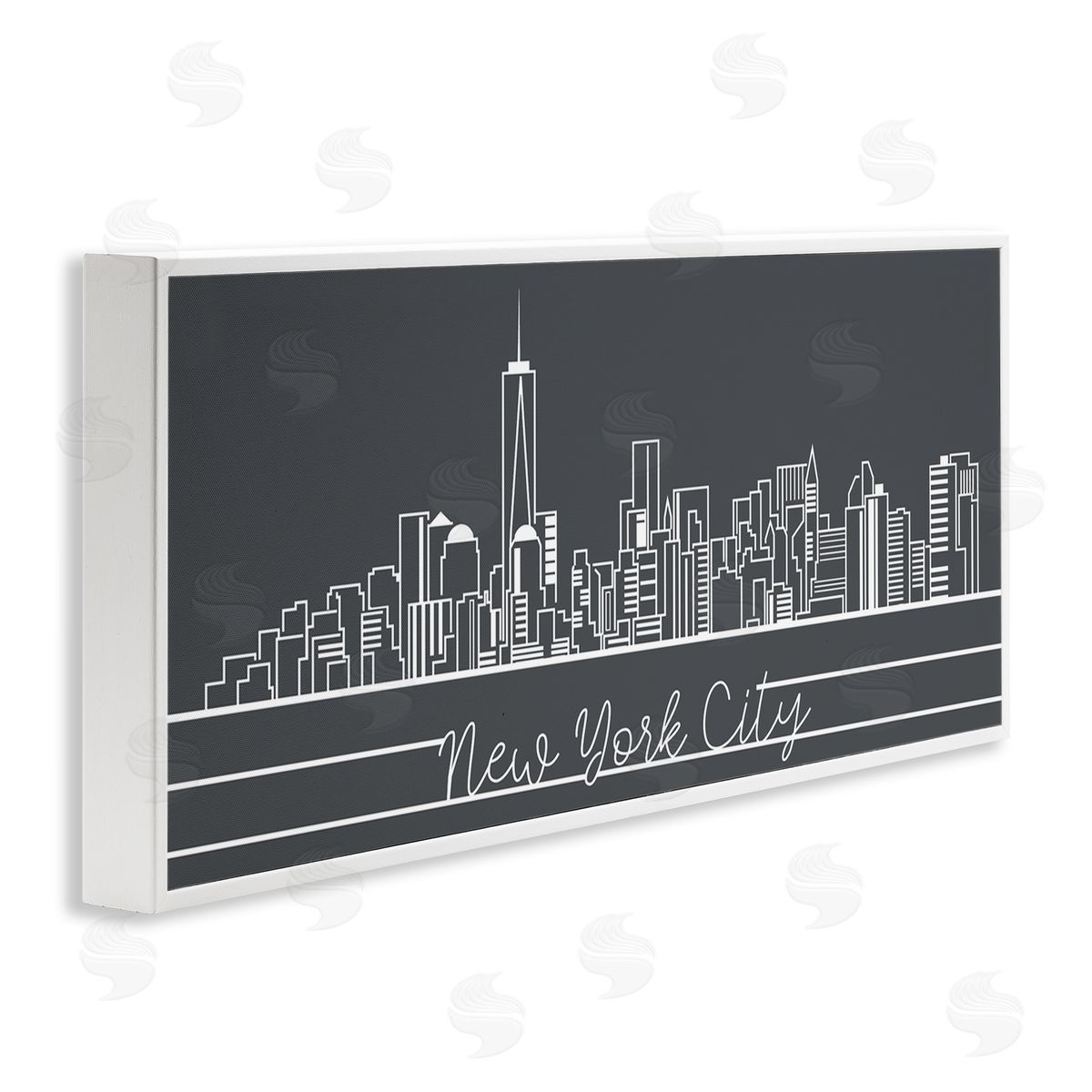 Stupell Studio Retro New York City Skyline Geometric Linework White Framed Giclee Wall Art