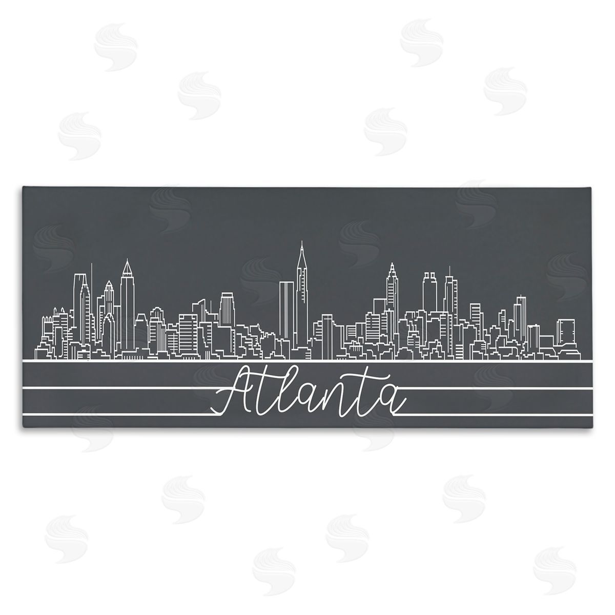 Stupell Studio Retro Atlanta Georgia City Skyline Geometric Linework Canvas Wall Art