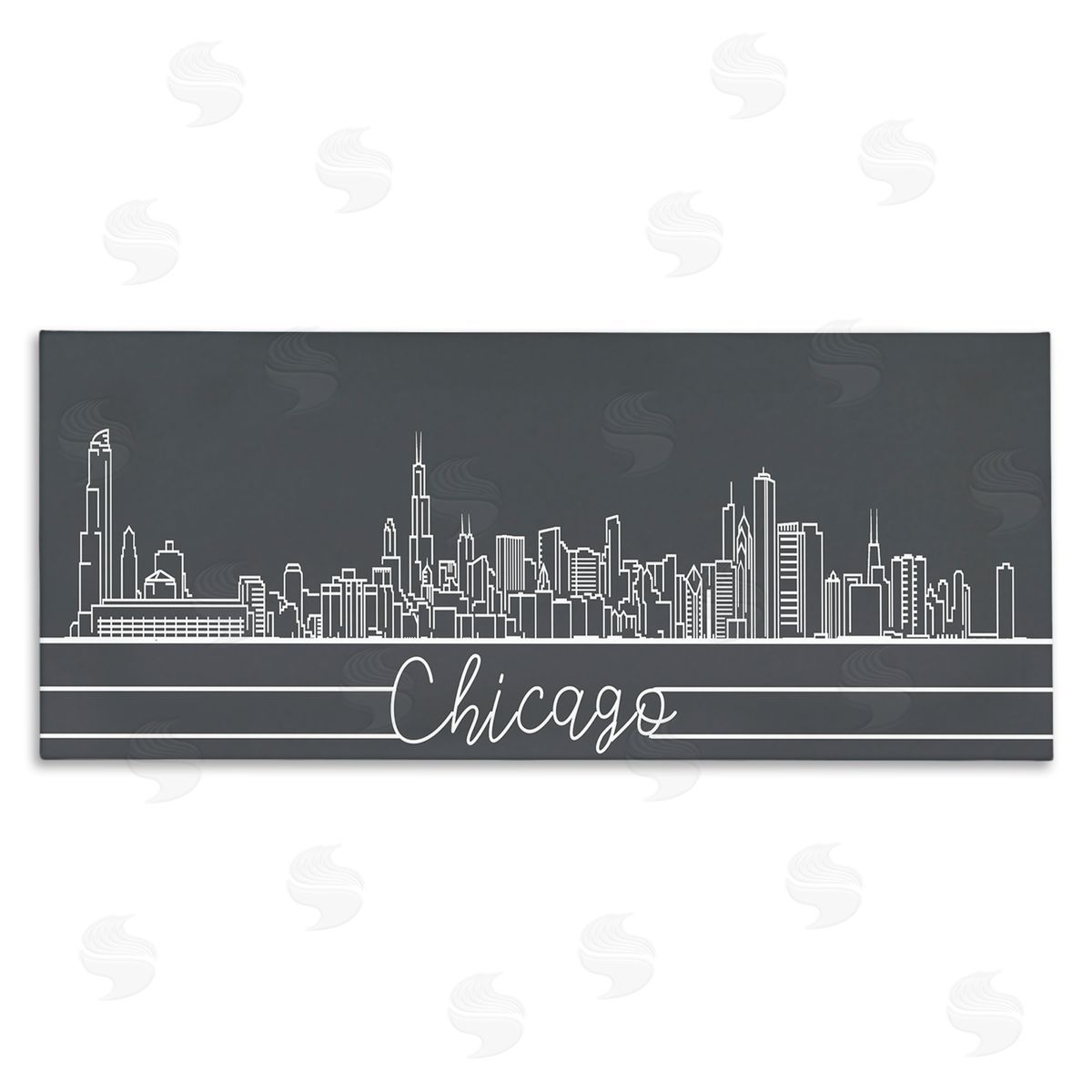 Stupell Studio Geometric Chicago Illinois Skyline Retro Architecture Canvas Wall Art