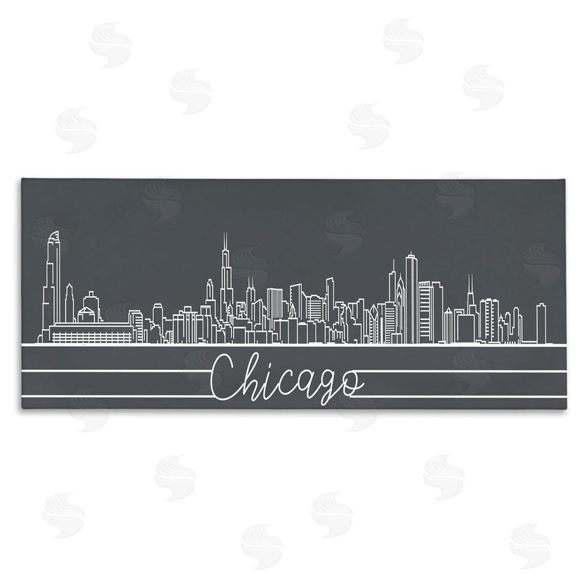 Stupell Studio | Geometric Chicago Illinois Skyline Retro Architecture