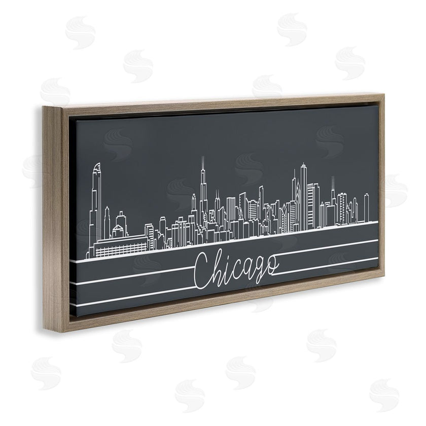 Stupell Studio | Geometric Chicago Illinois Skyline Retro Architecture