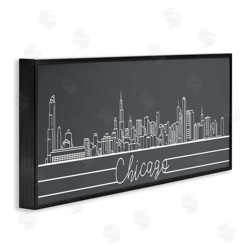 Stupell Studio | Geometric Chicago Illinois Skyline Retro Architecture