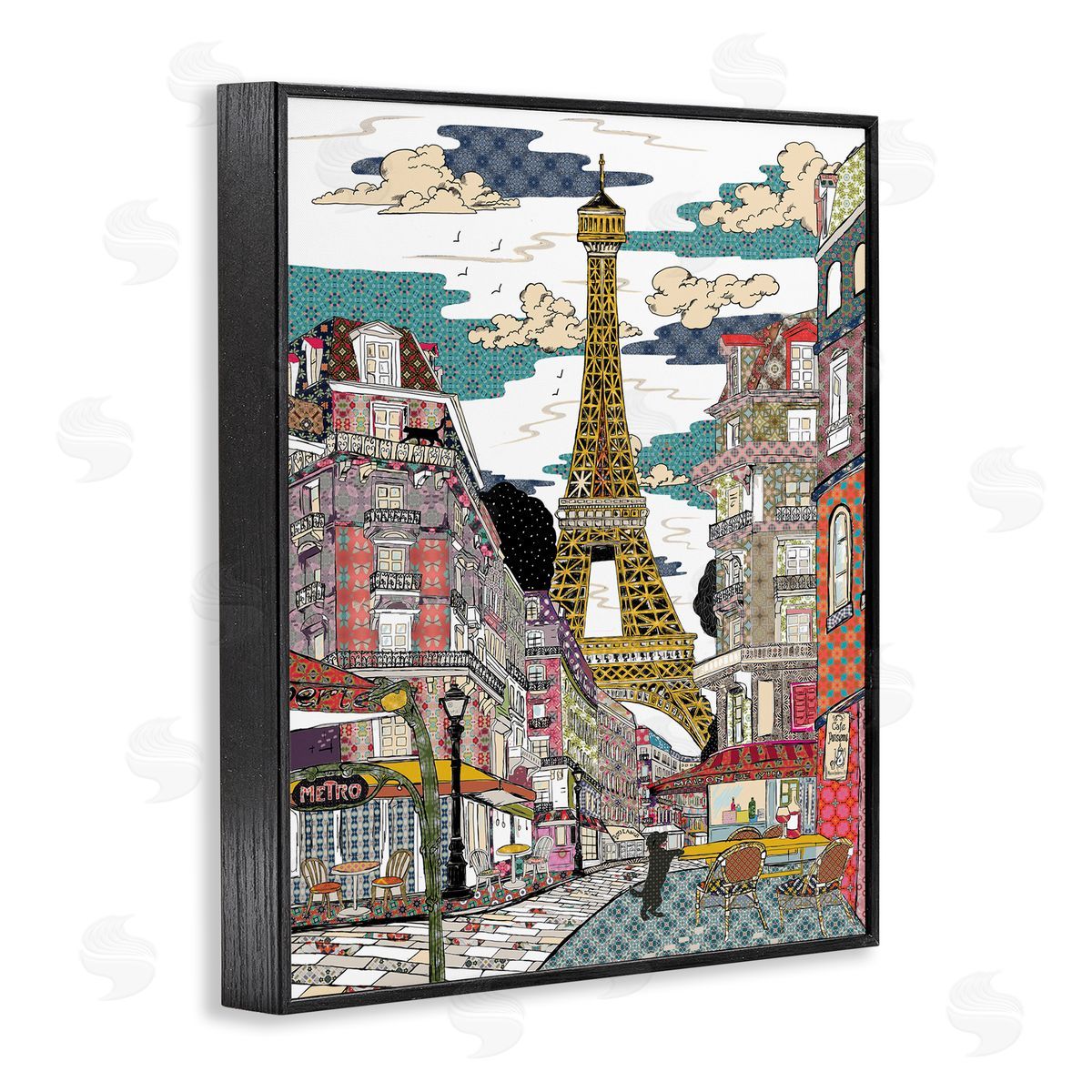 Sangita Bachelet Patchwork Pattern Paris Architecture Abstract Urban City Black Framed Giclee Wall Art
