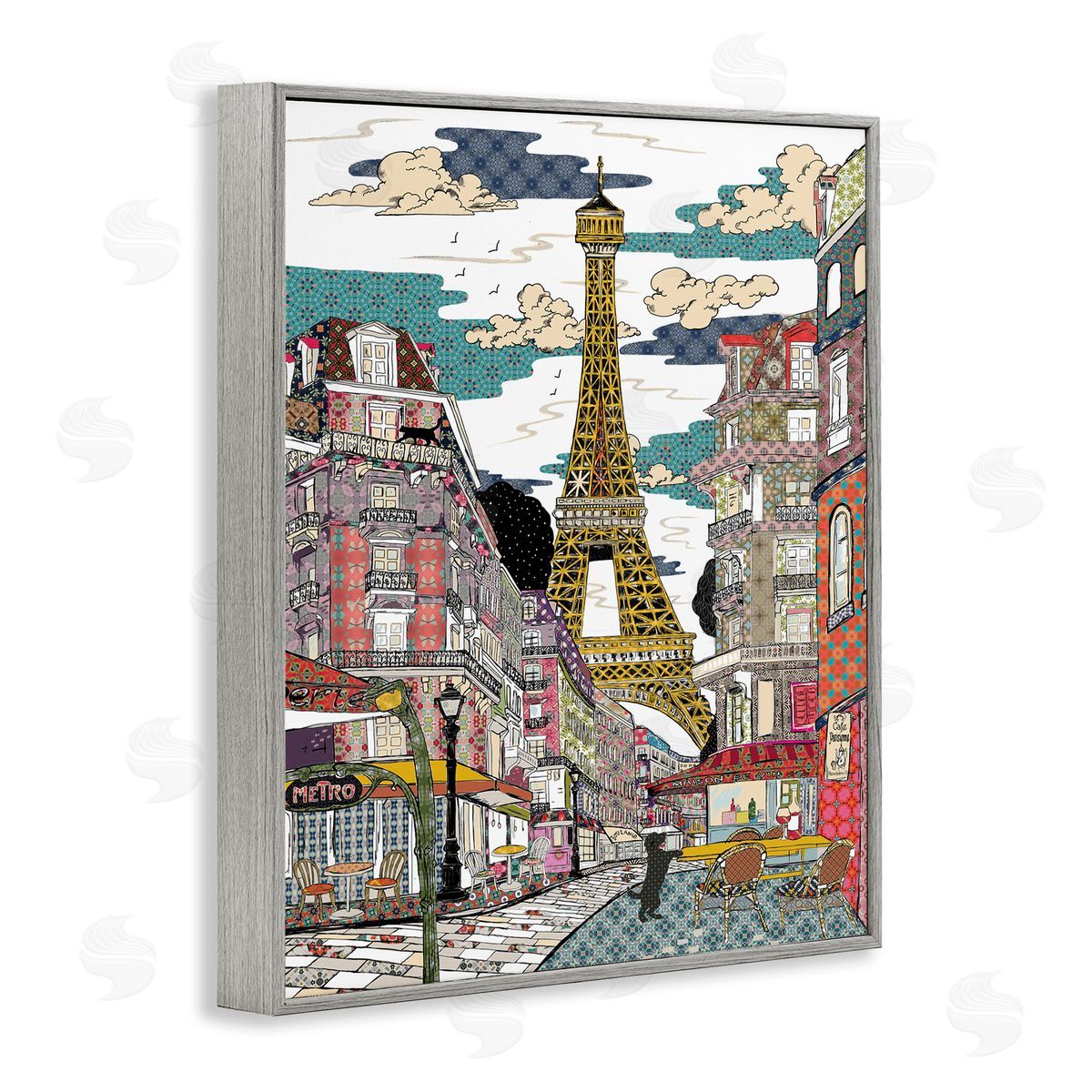 Sangita Bachelet Patchwork Pattern Paris Architecture Abstract Urban City Gray Framed Giclee Wall Art