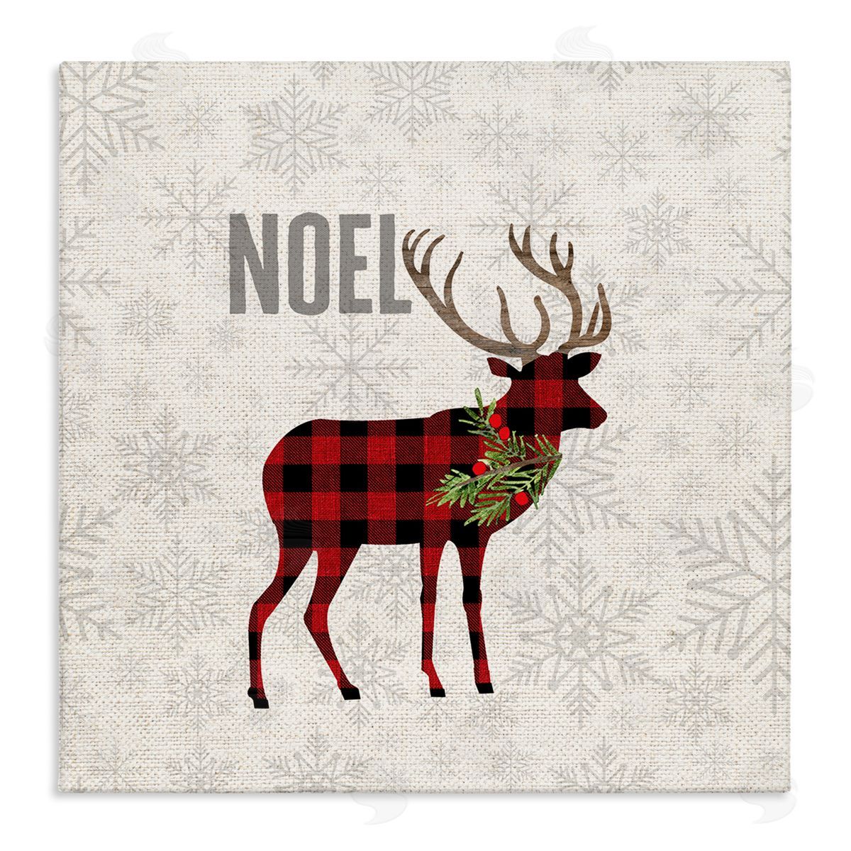 Fluidity/PDR LLC. Noel Phrase Patchwork Reindeer Christmas Snowflakes Canvas Wall Art