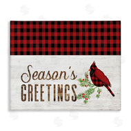Fluidity/PDR LLC. | Season's Greetings Phrase Red Patchwork Cardinal bird