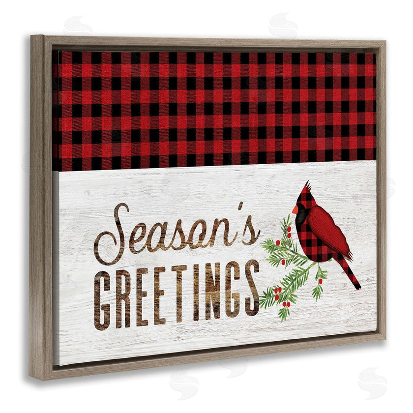 Fluidity/PDR LLC. | Season's Greetings Phrase Red Patchwork Cardinal bird