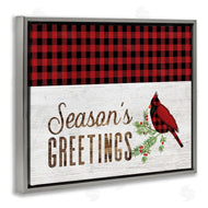 Fluidity/PDR LLC. | Season's Greetings Phrase Red Patchwork Cardinal bird