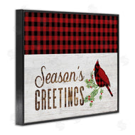 Fluidity/PDR LLC. | Season's Greetings Phrase Red Patchwork Cardinal bird