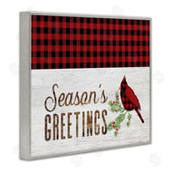 Fluidity/PDR LLC. | Season's Greetings Phrase Red Patchwork Cardinal bird