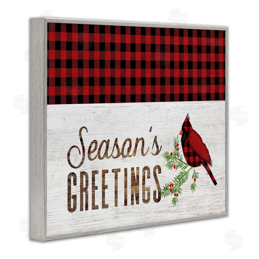 Fluidity/PDR LLC. | Season's Greetings Phrase Red Patchwork Cardinal bird