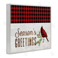 Fluidity/PDR LLC. | Season's Greetings Phrase Red Patchwork Cardinal bird