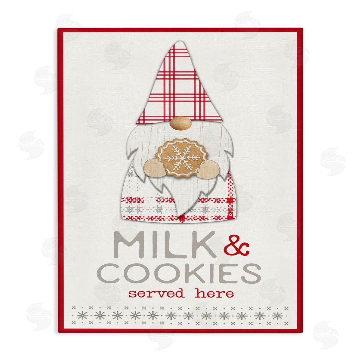 Fluidity/PDR LLC. Milk and Cookies Phrase Christmas Plaid Gnome Canvas Wall Art