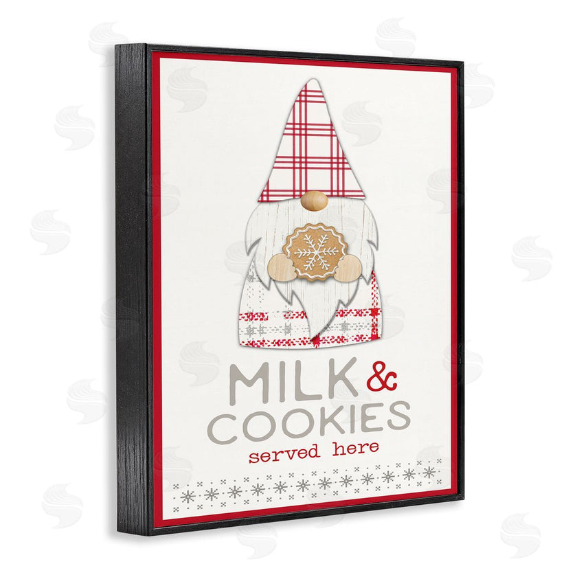 Fluidity/PDR LLC. | Milk and Cookies Phrase Christmas Plaid Gnome