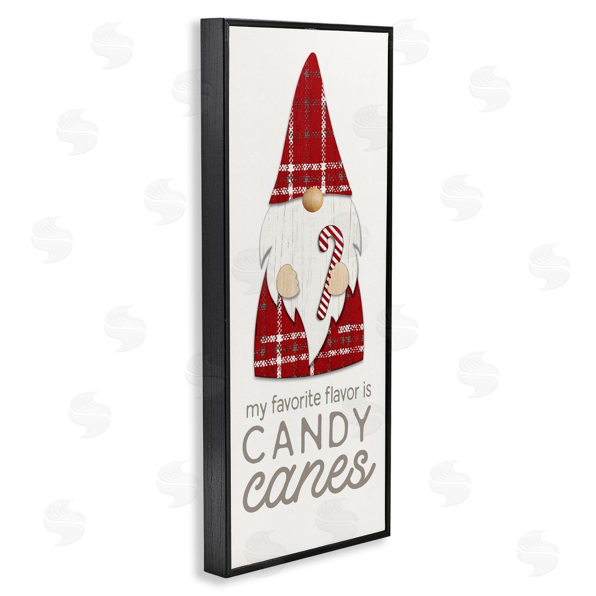 Christmas Gnome with Candy Cane Black Frame Print Wall Art, Home Decor by PDR, LLC