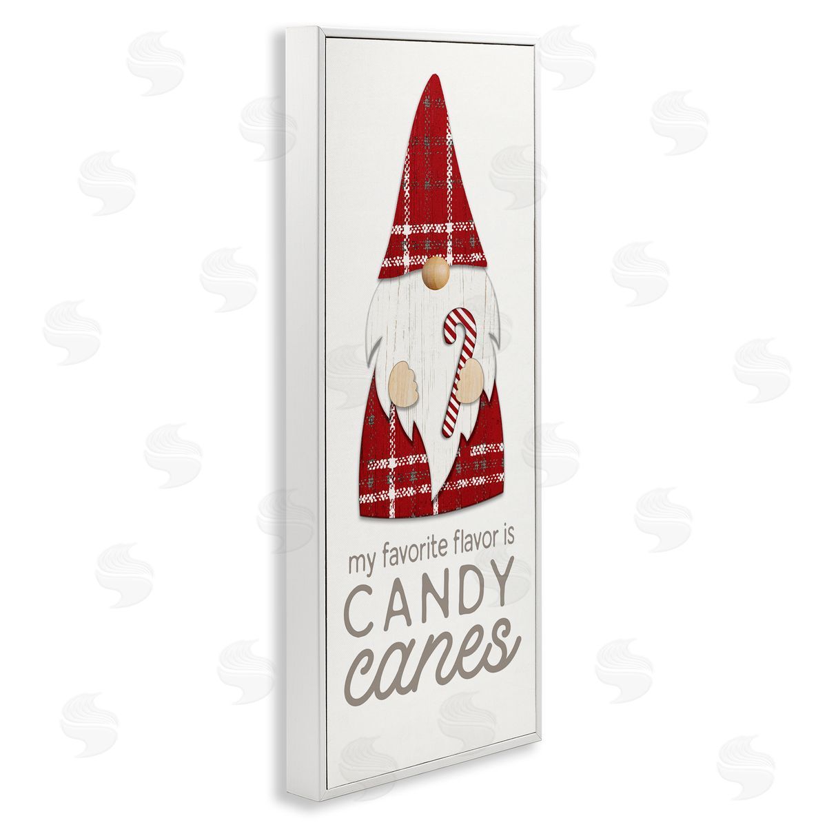 Christmas Gnome with Candy Cane White Frame Print Wall Art, Home Decor by PDR, LLC