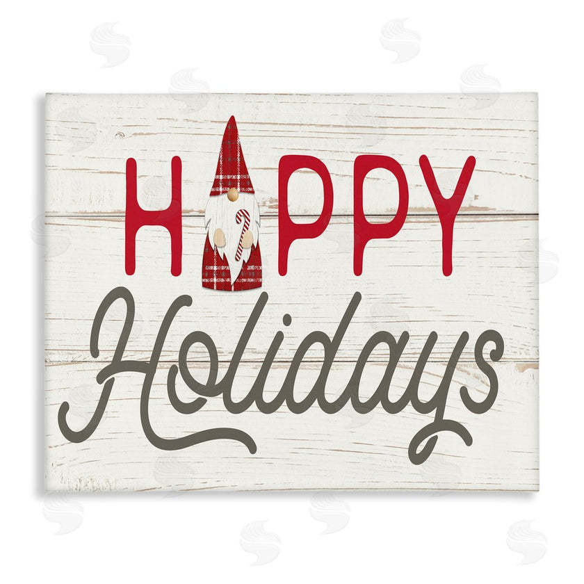 Fluidity/PDR LLC. | Happy Holidays Phrase Festive Plaid Christmas Gnome