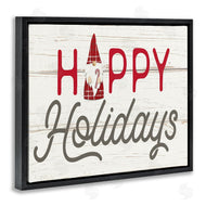 Fluidity/PDR LLC. | Happy Holidays Phrase Festive Plaid Christmas Gnome