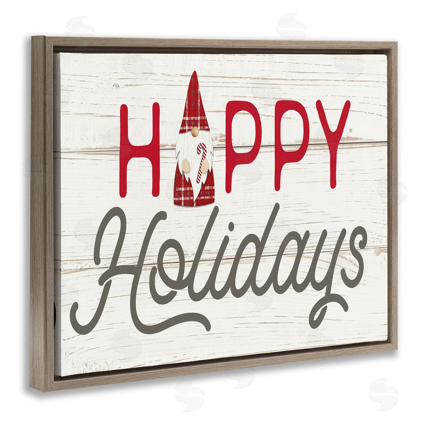 Fluidity/PDR LLC. | Happy Holidays Phrase Festive Plaid Christmas Gnome