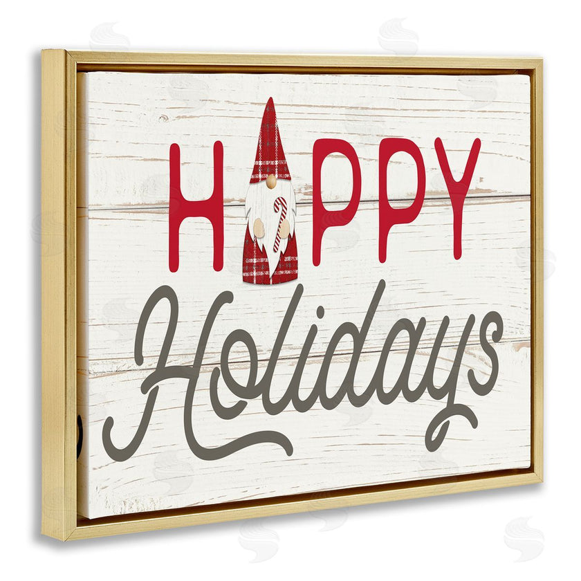 Fluidity/PDR LLC. | Happy Holidays Phrase Festive Plaid Christmas Gnome