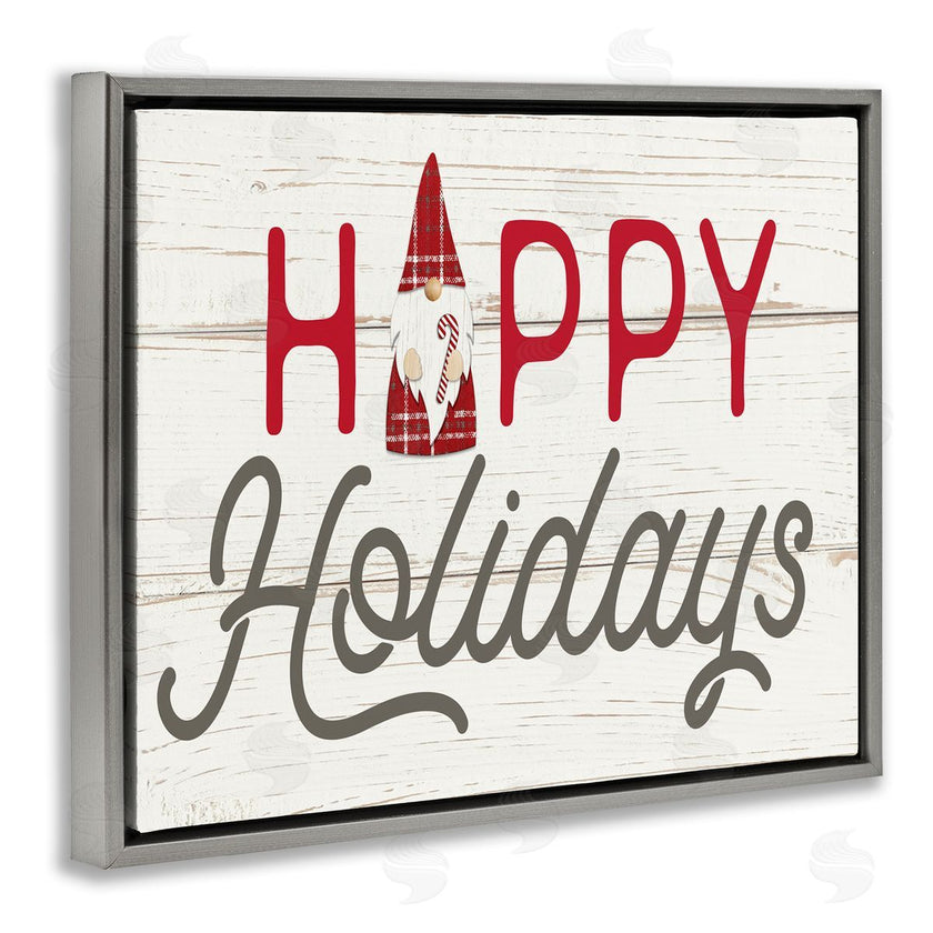 Fluidity/PDR LLC. | Happy Holidays Phrase Festive Plaid Christmas Gnome