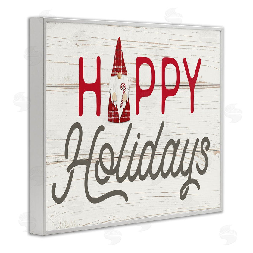 Fluidity/PDR LLC. | Happy Holidays Phrase Festive Plaid Christmas Gnome