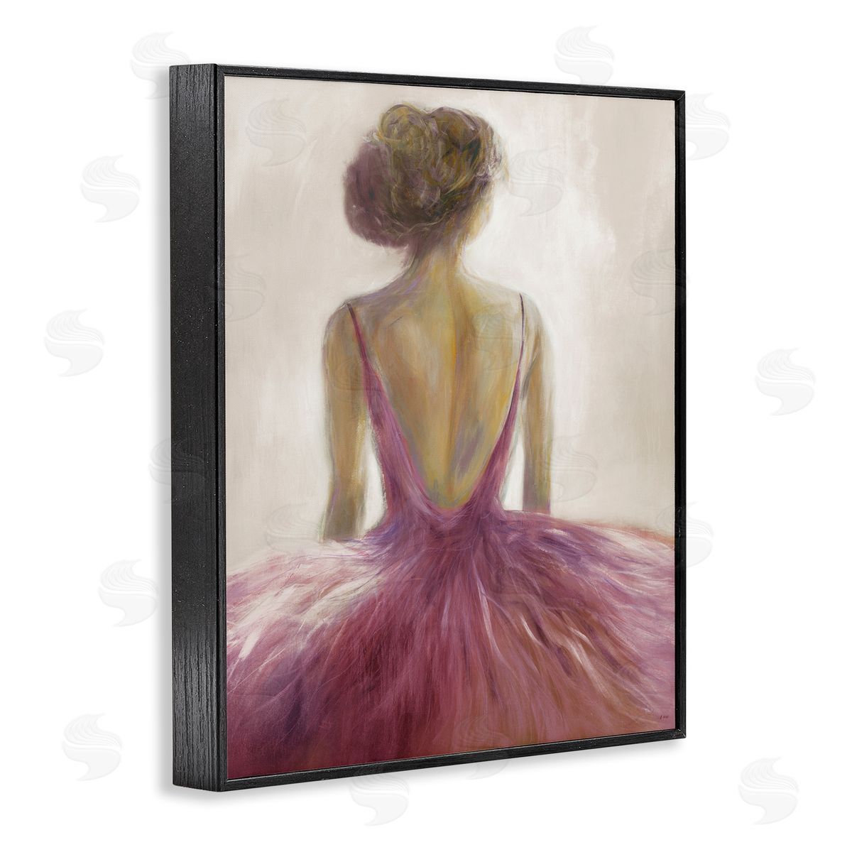 K. Nari Abstract Pink Ballerina Tutu Female Dancer Black Framed Giclee Wall Art