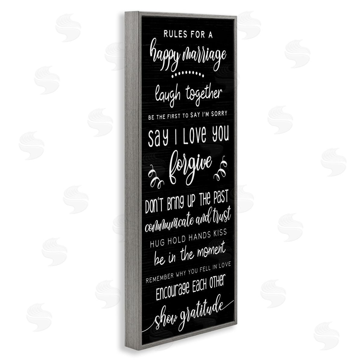 Rules for Happy Marriage Grey Frame Print Wall Art, Home Decor by Stupell Studio