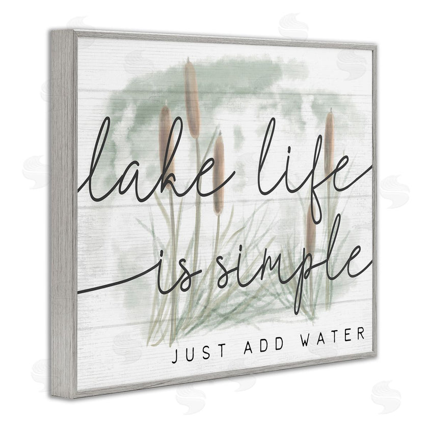 Stupell Studio | Lake Life Simplicity Phrase Cattail Water Plants