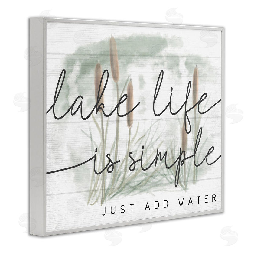 Stupell Studio | Lake Life Simplicity Phrase Cattail Water Plants