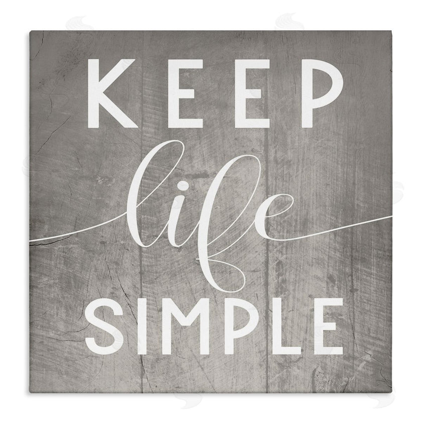 Stupell Studio | Keep Life Simple Phrase Grey Plank Pattern