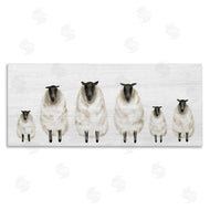 Stupell Studio | Fluffy Farm Sheep Minimal White Plank Pattern