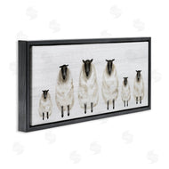 Stupell Studio | Fluffy Farm Sheep Minimal White Plank Pattern