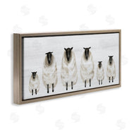 Stupell Studio | Fluffy Farm Sheep Minimal White Plank Pattern