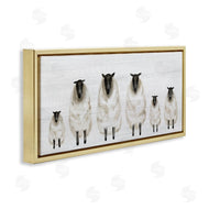 Stupell Studio | Fluffy Farm Sheep Minimal White Plank Pattern