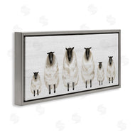 Stupell Studio | Fluffy Farm Sheep Minimal White Plank Pattern