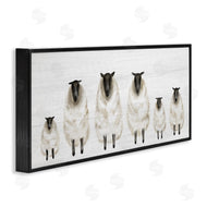 Stupell Studio | Fluffy Farm Sheep Minimal White Plank Pattern