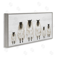Stupell Studio | Fluffy Farm Sheep Minimal White Plank Pattern