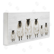 Stupell Studio | Fluffy Farm Sheep Minimal White Plank Pattern