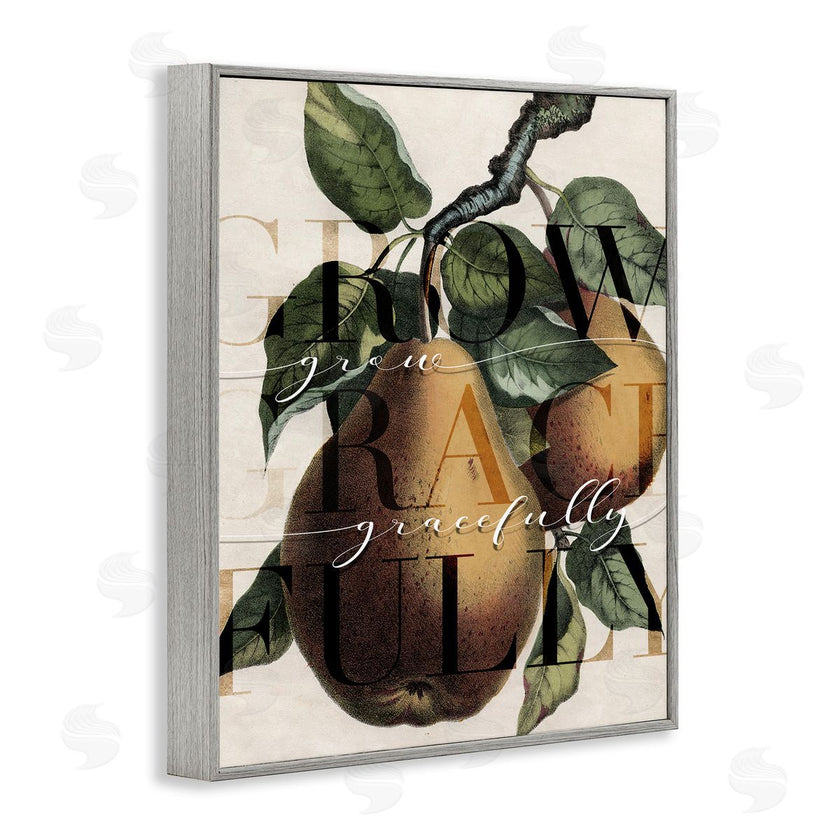 Stupell Studio | Grow Gracefully Phrase Vintage Yellow Pear Tree