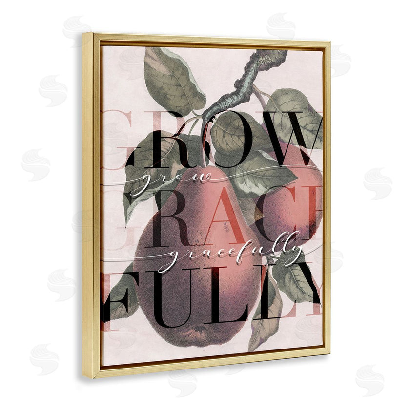 Stupell Studio | Grow Gracefully Quote Red Distressed Pear Fruit