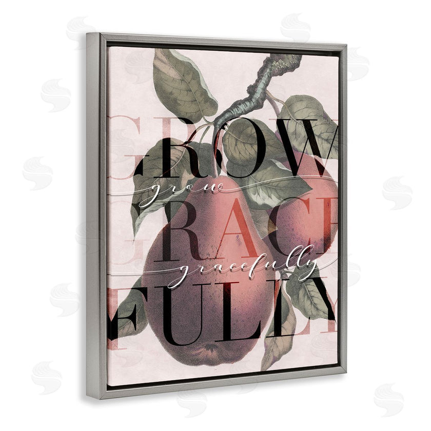 Stupell Studio | Grow Gracefully Quote Red Distressed Pear Fruit