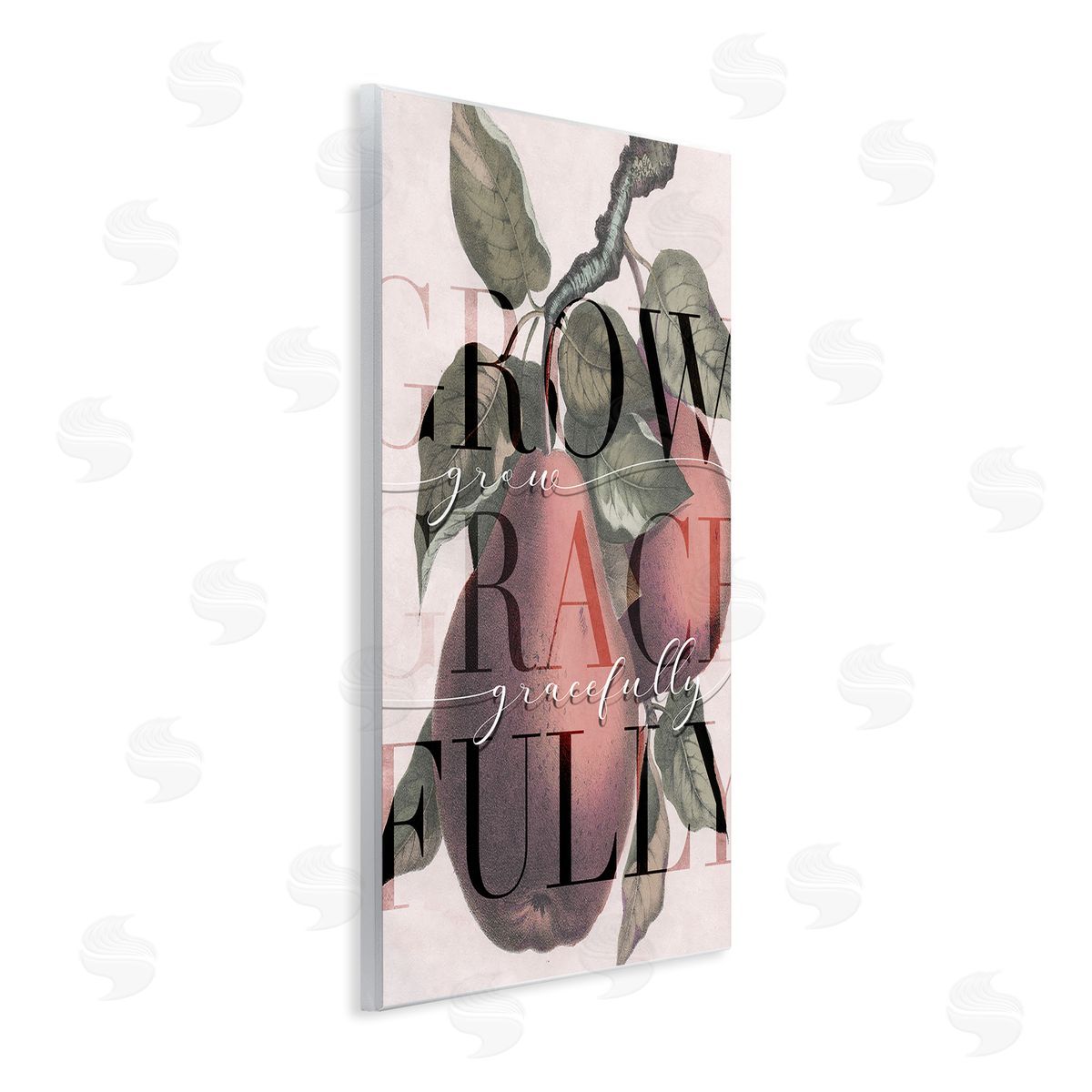 Stupell Studio Grow Gracefully Quote Red Distressed Pear Fruit Wall Plaque Art