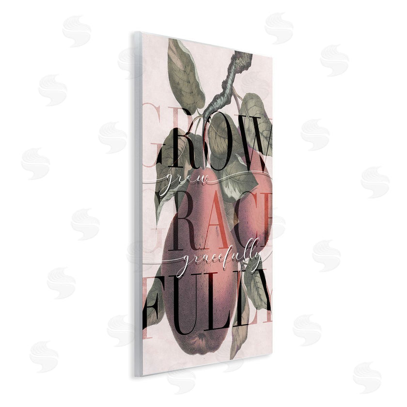 Stupell Studio | Grow Gracefully Quote Red Distressed Pear Fruit